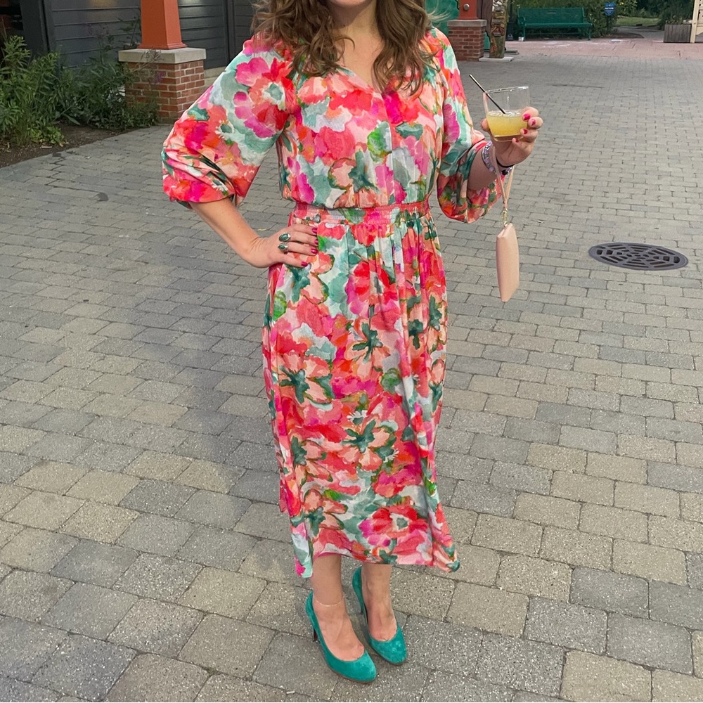 NWOT Soft Surroundings Floral Long Sleeve Maxi Dress